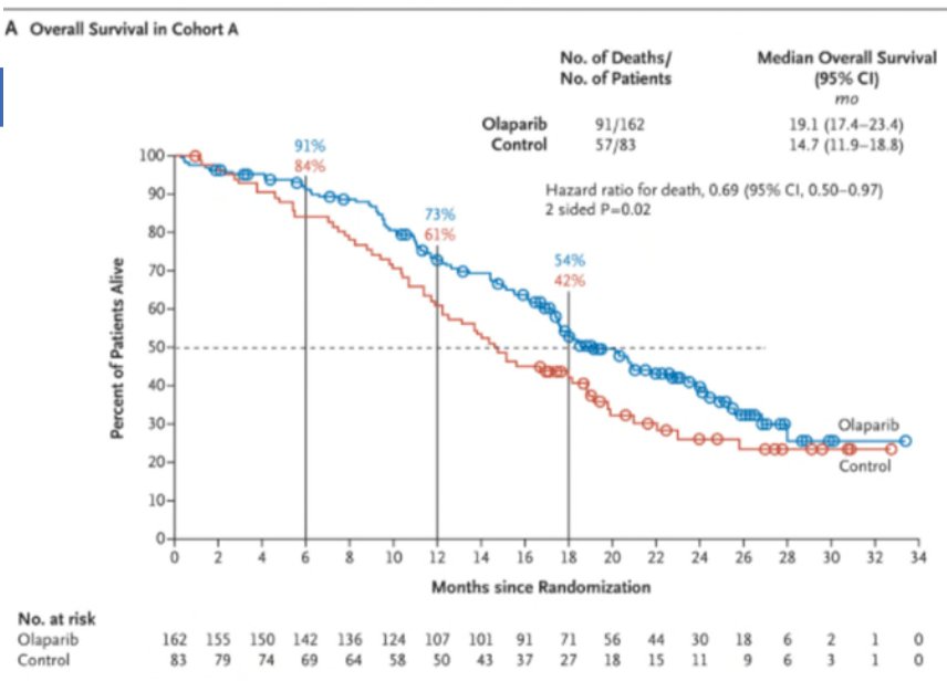 Overall survival benefits were observed in the BRCA1/2 and ATM altered cohort