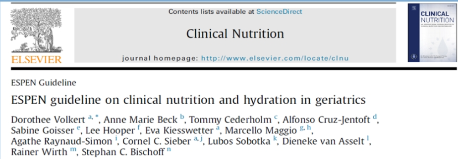 ESPEN guidelines in clinical nutrition