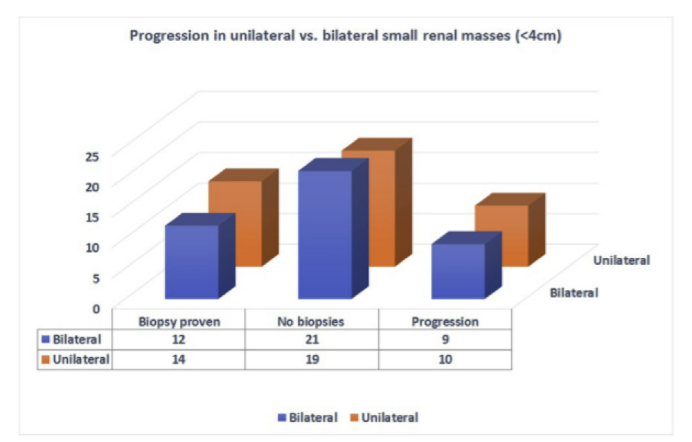 Growth rate in unilateral and bilateral small renal masses 