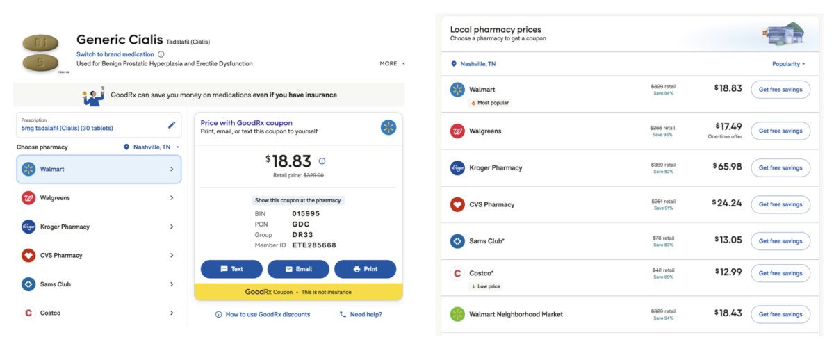 interface for GoodRx