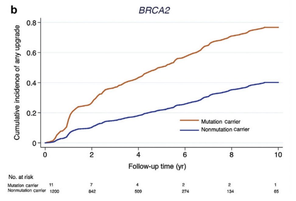 BRCA2 mutation carriers versus 283 of 1,200 non-carriers