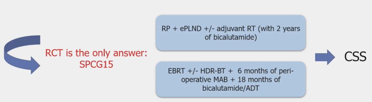 surgery (+/- post-operative treatments) versus radiotherapy + ADT in high-risk patients
