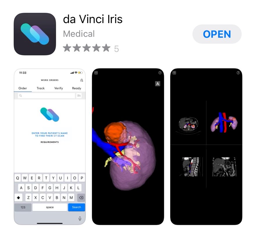 da Vinci Iris App as Currently Available for Download on any Tablet or Smartphone.