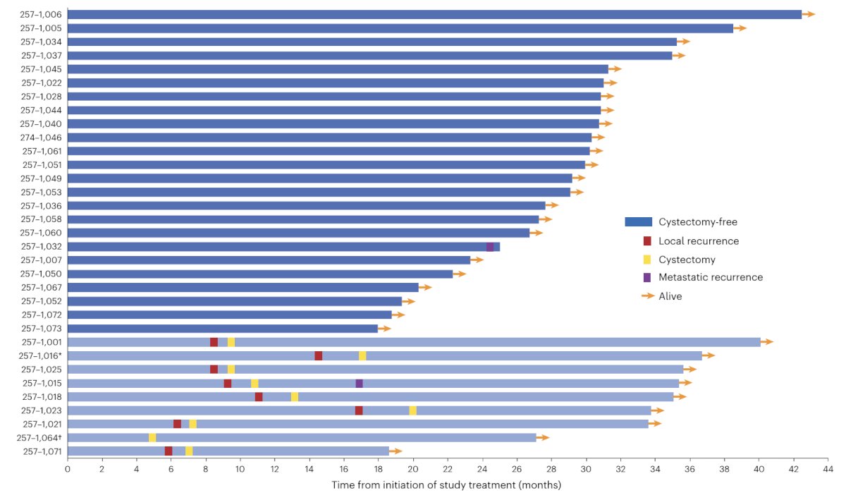 Moreover 23/33 patients avoided local therapy and 9/33 eventually underwent a radical cystectomy