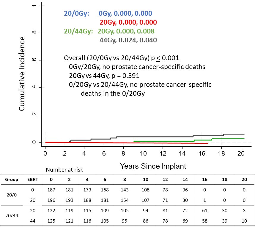 there were no differences in prostate cancer-specific mortality between the treatment arms in either trial. Notably, there were no prostate cancer deaths in the RTOG 20/0 trial