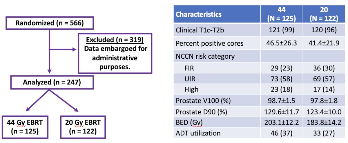 baseline patient characteristics for the RTOG 44/20 trial