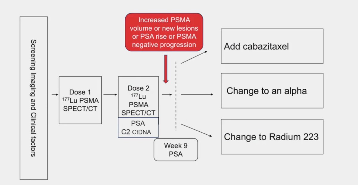 Dr. Emmett notes that treatment intensification options for patients with (i) increasing PSMA volume or (ii) new lesions or (iii) a rise in PSA or (iv) PSMA negative expression currently include adding cabazitaxel, changing to an alpha therapy, or changing to radium-223