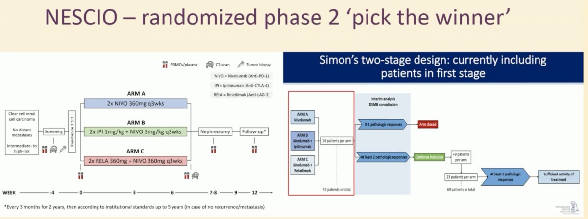 After 42 patients have been recruited (14 per arm), an interim analysis will be performed to evaluate the observed efficacy and toxicity within each arm and either allow for early discontinuation or continuing recruitment in the second stage of a Simon’s two stage design. The first patient was enrolled in April 2022
