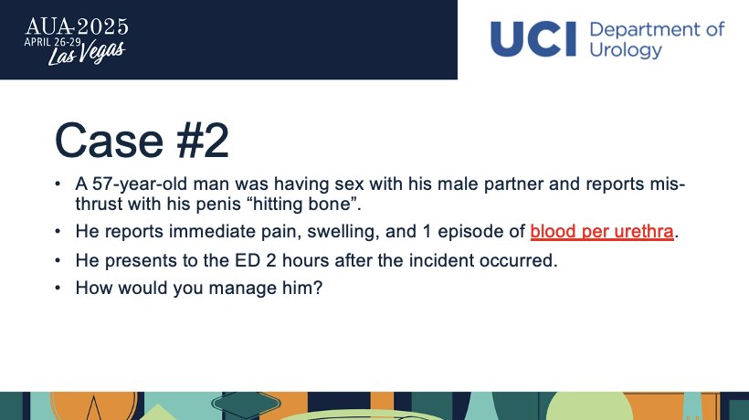 At the conclusion, Dr. Yafi takes the podium to share the second case of a penile fracture that presents more acutely.