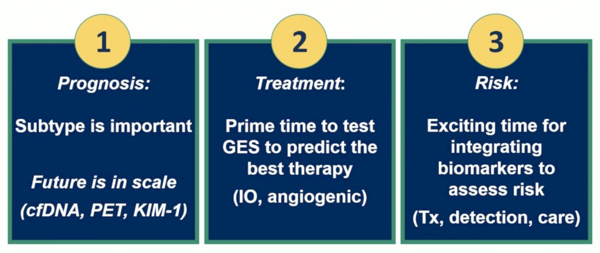 Dr. Rathmell concluded as follows with regards to biomarkers in kidney cancer: