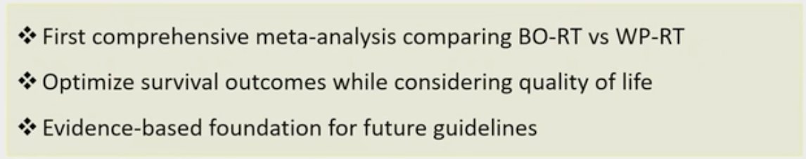 To date, only a few studies have compared outcomes between WP-RT and BO-RT in the setting of TMT for N0 MIBC. This is the first comprehensive meta-analysis comparing BO-RT versus WP-RT.