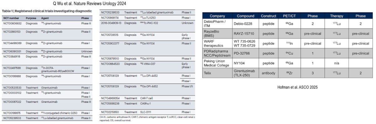 Dr. Calais highlighted the rapidly expanding landscape of CAIX-targeted radiotheranostics, with multiple ongoing trials evaluating novel peptide and antibody-based agents across diagnostic and therapeutic settings, as shown below.