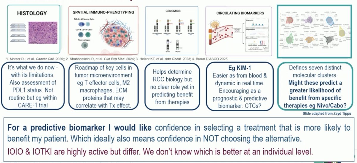 Next, discussing the OPTIC RCC trial, Dr. Pickering noted that the search for reliable biomarkers in RCC has been challenging with inconsistent results.