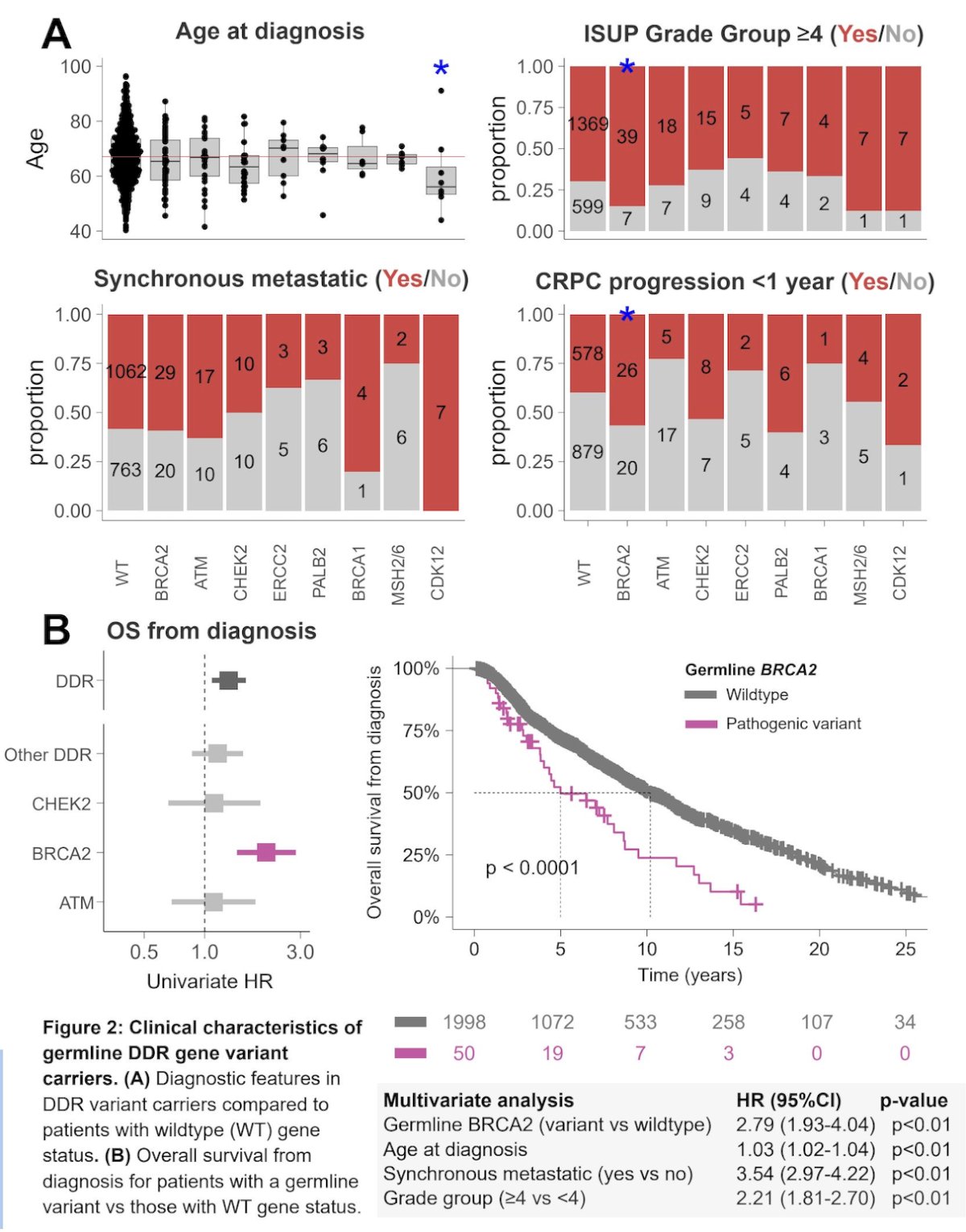 Mechanisms of somatic inactivation differed by gene. Some genes, such as BRCA2, CHEK2, and FANCA, were predominantly inactivated by loss of heterozygosity, whereas others, including ATM and PALB2, more often showed secondary mutations.