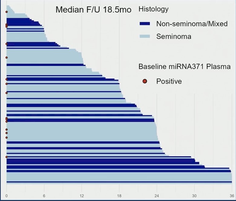 Among non-recurrences (n = 156), there were 16 (10%) baseline plasma miR-371 positive cases with no recurrences: