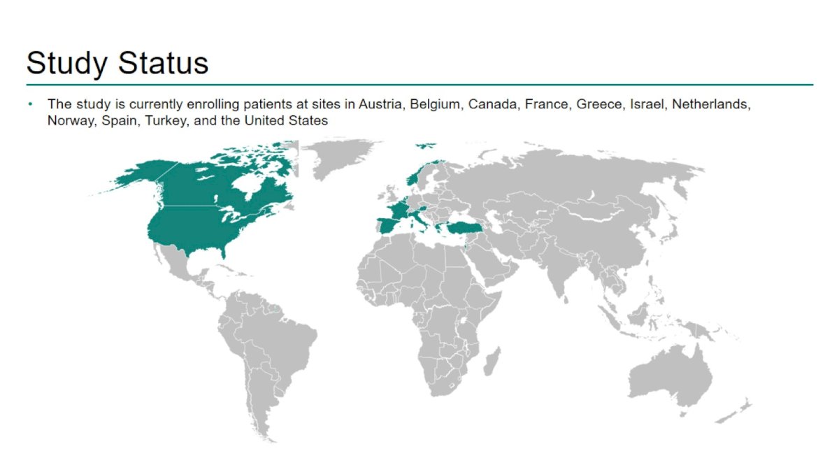 Lastly, the study is actively enrolling patients across a broad international network of sites spanning North America and Europe, including centers in Austria, Belgium, Canada, France, Greece, Israel, the Netherlands, Norway, Spain, Turkey, and the United States.&nbsp;
