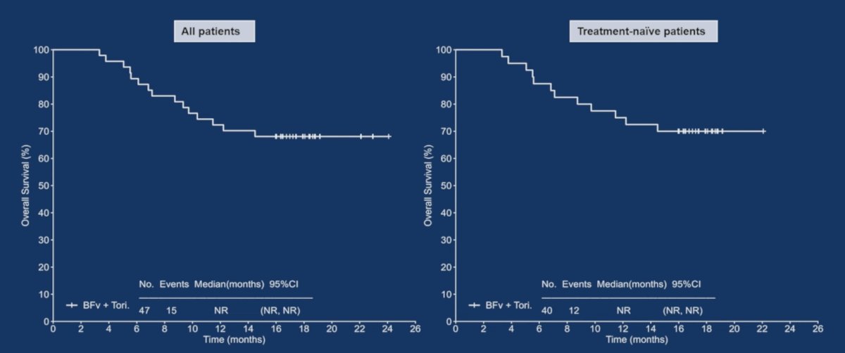 The median overall survival also was not reached among all patients and in the treatment naïve patients: