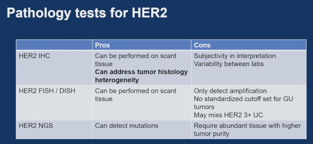 Dr. Ding reviewed the strengths and weaknesses of available HER2 testing platforms.