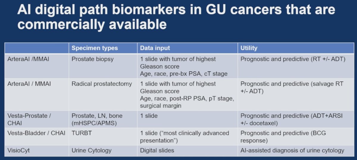 Dr. Ding then turned to AI-enabled digital pathology biomarkers that are now commercially available in GU oncology.