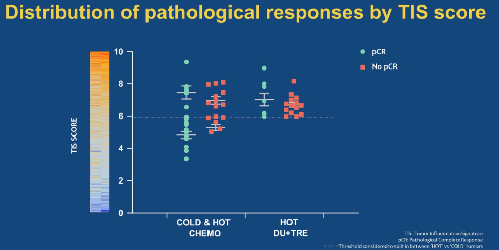distribution of pathological responses by TIS score